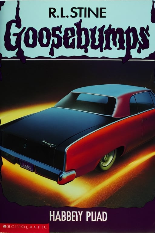 car Plymouth Fury hardtop, night, atmospheric, GoosebumpsBookCover , cherry red