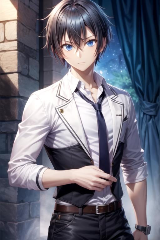 masterpiece, best quality, game cg, 1boy, solo, male focus, looking at viewer, upper body, , , , <lora:kamito_kazehaya:0.72>, kamito_kazehaya, black hair, blue eyes, , ,