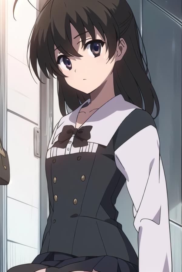 sekaisaionji, <lyco:sekaisaionjLYCORIStest:1>,sekai saionji, black hair, (brown eyes:1.5), ahoge,BREAK skirt, thighhighs, school uniform, shoes, black thighhighs, zettai ryouiki,BREAK looking at viewer,BREAK indoors, classroom,BREAK <lora:GoodHands-vanilla:1>, (masterpiece:1.2), best quality, high resolution, unity 8k wallpaper, (illustration:0.8), (beautiful detailed eyes:1.6), extremely detailed face, perfect lighting, extremely detailed CG, (perfect hands, perfect anatomy),