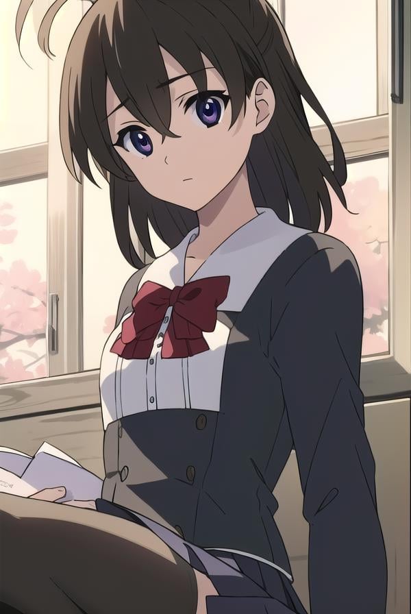 sekaisaionji, <lyco:sekaisaionjLYCORIStest:1>,sekai saionji, black hair, (brown eyes:1.5), ahoge,BREAK skirt, thighhighs, school uniform, shoes, black thighhighs, zettai ryouiki,BREAK looking at viewer,BREAK indoors, classroom,BREAK <lora:GoodHands-vanilla:1>, (masterpiece:1.2), best quality, high resolution, unity 8k wallpaper, (illustration:0.8), (beautiful detailed eyes:1.6), extremely detailed face, perfect lighting, extremely detailed CG, (perfect hands, perfect anatomy),