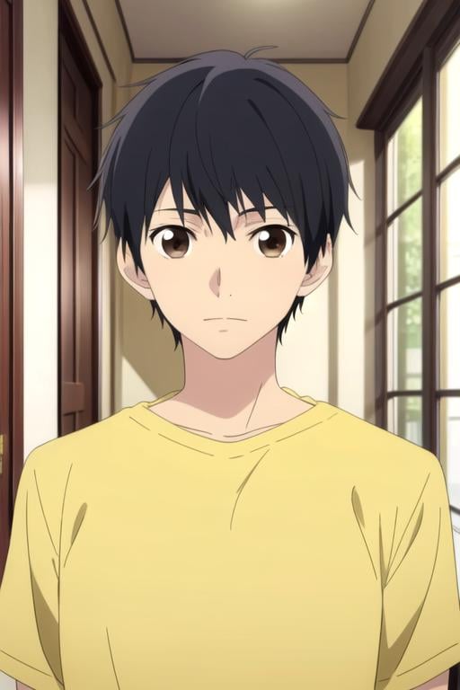 masterpiece, best quality, sketch, 1boy, solo, male focus, looking at viewer, upper body, , anime coloring, , <lora:kazuomi_inui:0.72>, kazuomi_inui, black hair, brown eyes