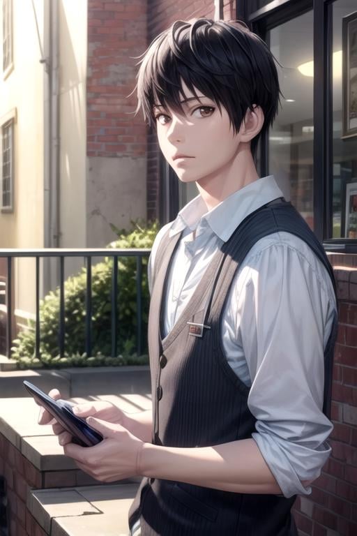 masterpiece, best quality, game cg, 1boy, solo, male focus, looking at viewer, , , , realistic, <lora:kazuomi_inui:0.70>, kazuomi_inui, black hair, brown eyes, , , 32k resolution