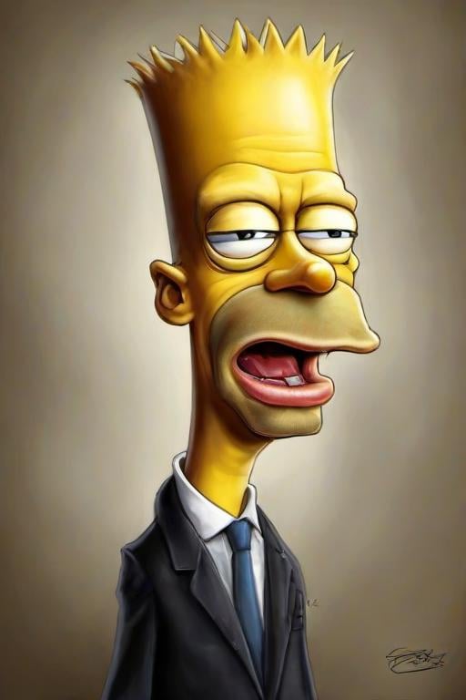 Masterpice,High Quality, <lora:PE_Caricature:0.8> PECaricature,bart simpson