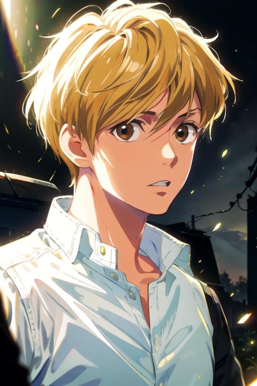 masterpiece, best quality, photorealistic, 1boy, solo, male focus, looking at viewer, upper body, depth of field, , realistic, <lora:rio_yamamoto:0.66>, rio_yamamoto, blonde hair, brown eyes, , , grimdark, 8k resolution