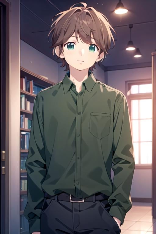 masterpiece, best quality, game cg, 1boy, solo, male focus, looking at viewer, , , , , <lora:agatsuma_omoi_omoware:0.72>, agatsuma_omoi_omoware, brown hair, green eyes, , underworld, High resolution