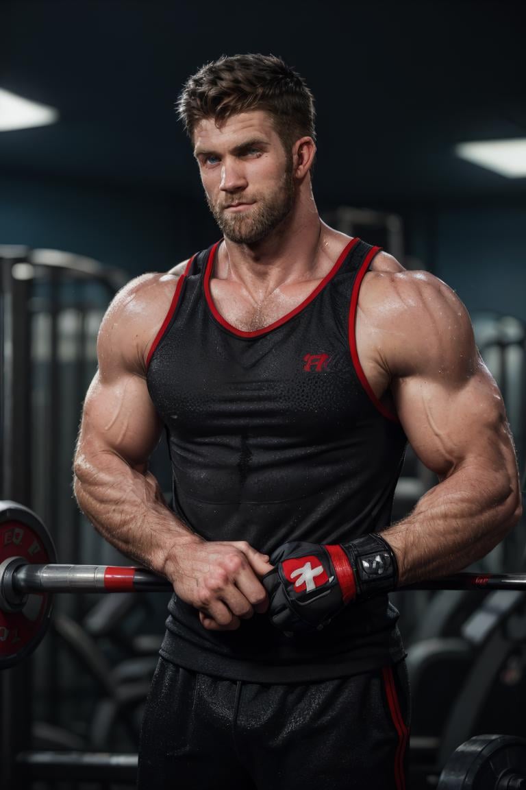 photo of  person,  male,  bryceharper,  gym clothes,  at the gym,  beard,  masterpiece,  highres,  sharp focus,  cinematic lighting,  detailed face,  detailed eyes, <lora:EMS-13102-EMS:0.200000>, , <lora:EMS-47279-EMS:0.880000>