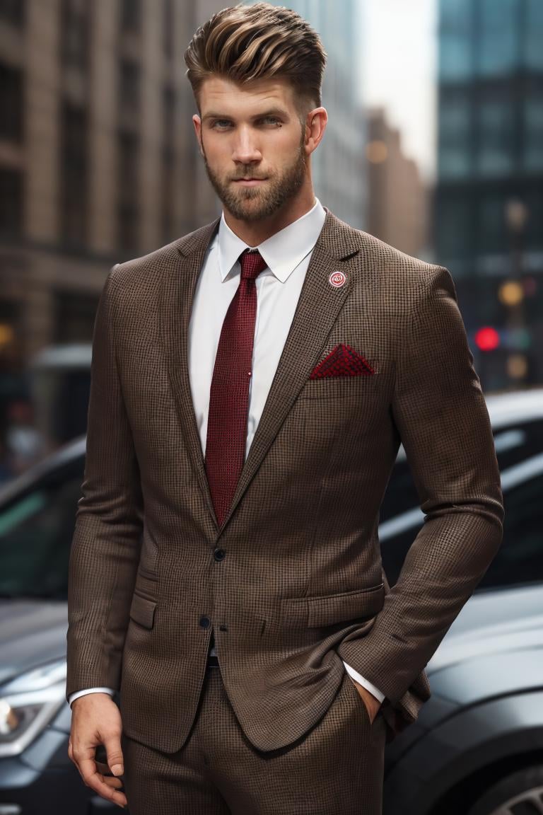 photo of  person,  male,  bryceharper,  at the city,  suit,  shirt,  tie,  pants , medium  shot  smirk,  beard,  brown eye,  masterpiece,  highres,  sharp focus,  cinematic lighting,  detailed face,  detailed eyes, <lora:EMS-13102-EMS:0.200000>, , <lora:EMS-47279-EMS:0.900000>