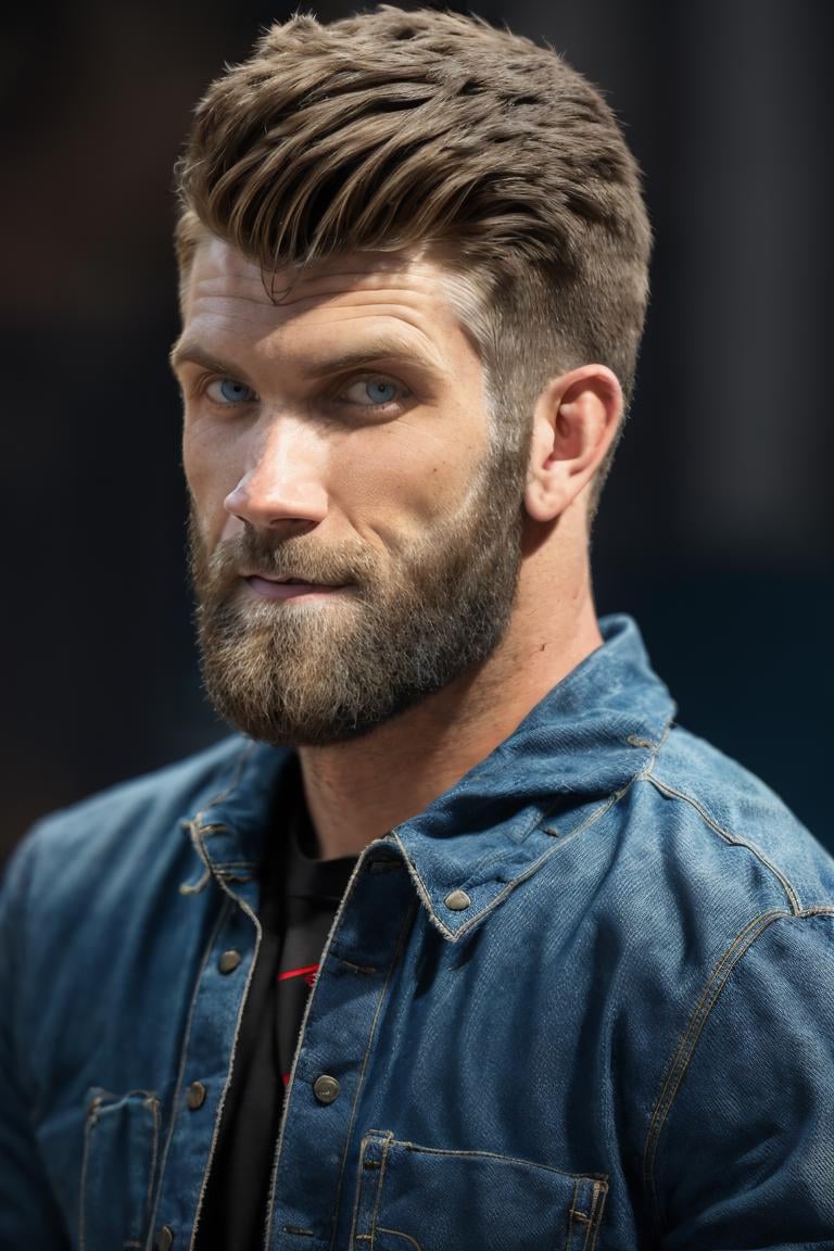 photo of  person,  male,  bryceharper,  at the city,  jacket,  t-shirt, denim , ((closeup,  portrait:1.3)),  bokeh,  smirk,  beard,  masterpiece,  highres,  sharp focus,  cinematic lighting,  detailed face,  detailed eyes, <lora:EMS-47279-EMS:0.880000>, , <lora:EMS-13102-EMS:0.900000>