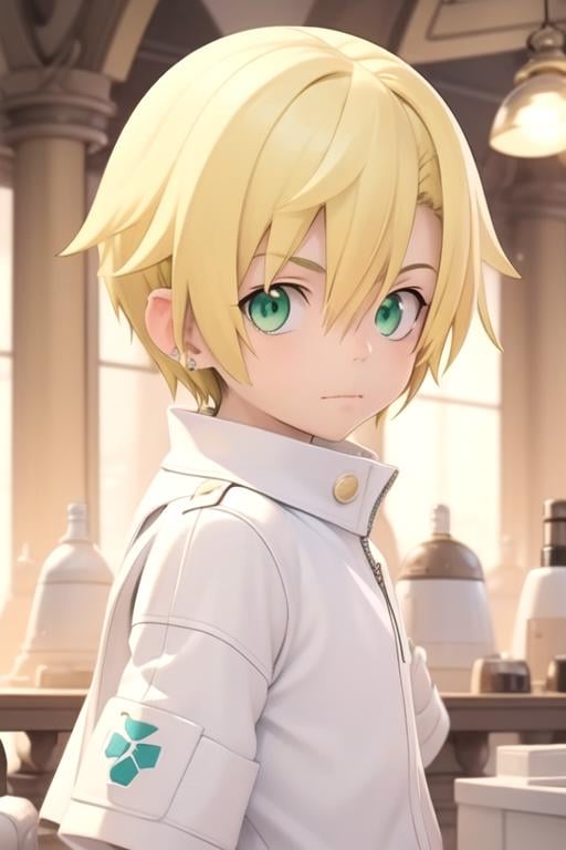 masterpiece, best quality, illustration, 1boy, solo, male focus, looking at viewer, upper body, depth of field, , , <lora:hiro_soul_eater:0.72>, hiro_soul_eater, blonde hair, green eyes, , feminist science fiction, HD