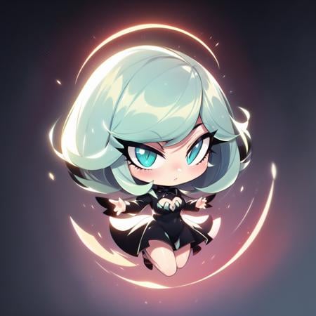 very short hair, <lora:ChronoTempStyle-20:0.8>,  <lora:mrploxykunArtist-19:0.2>,   <lora:drunkoakArtistStyle_v10:0.2>, full body, chibi, 1girl, tatsumaki, green hair, 