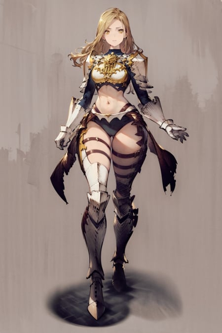 masterpiece, best quality, kisara, 1girl, blonde hair, long hair, yellow eyes, armor, full body, sketch, solid grey background  <lora:WOTV:1>    <lora:Kisara:1>