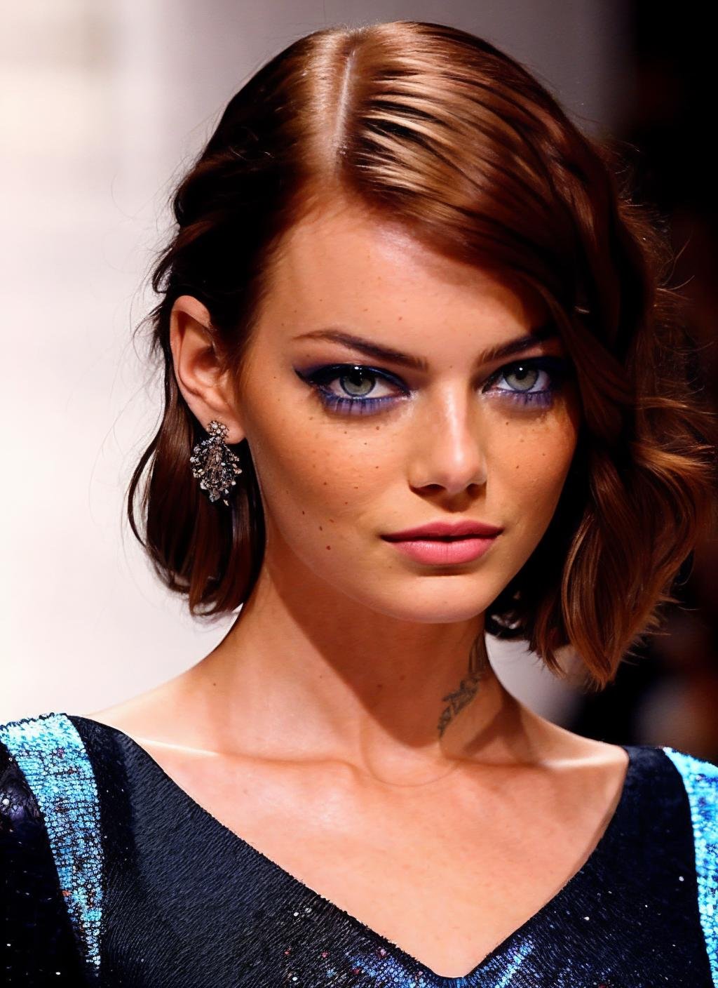 modelshoot style, raw photo of a supermodel sks woman wearing shimmering clothes walking on the ramp at milan fashion show, tattoos, 8k, intricate details, detailed face and eyes,(rendered eyes) <lora:epiNoiseoffset_v2:1>, <lora:locon_emmastone_v1_from_v1_64_32:1.4>