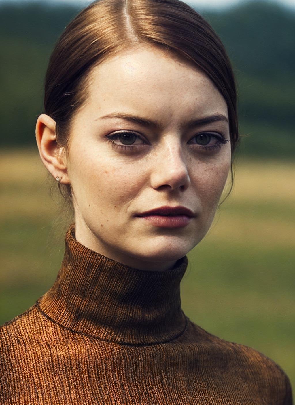 A stunning intricate full color portrait of (sks woman:1),wearing a black turtleneck, epic character composition, by ilya kuvshinov, alessio albi, nina masic, sharp focus, natural lighting, subsurface scattering, f2, 35mm, film grain, <lora:locon_emmastone_v1_from_v1_64_32:1.4>