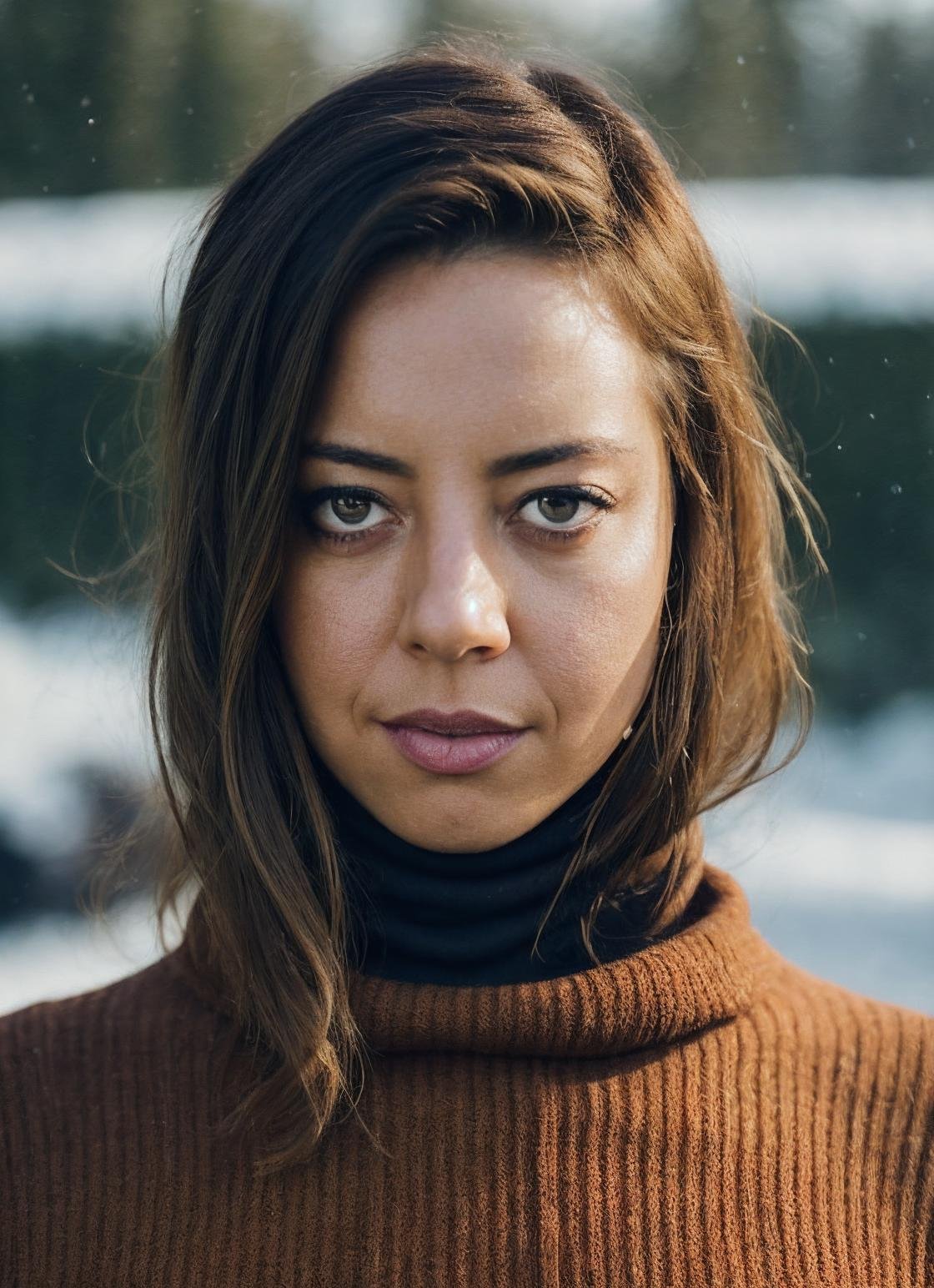 A stunning intricate full color portrait of (sks woman:1), wearing a black turtleneck, epic character composition, by ilya kuvshinov, alessio albi, nina masic, sharp focus, natural lighting, subsurface scattering, f2, 35mm, film grain, <lora:locon_aubrey_v1_from_v1_64_32:1.25>