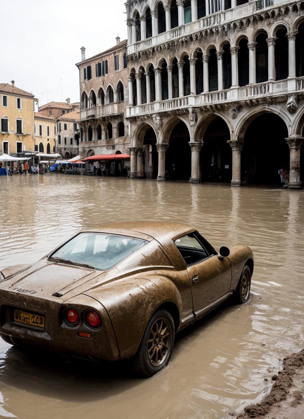 rthprsn a sports car in a mud <lora:locon_conceptearth_v1_from_v1_64_32:0.75>, by Edward Weston, in Venice, at the St. Marks Square<lora:add_detail:0.7>car covered in mud