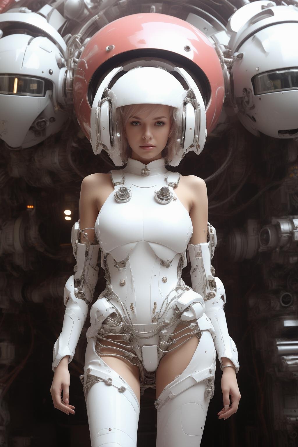 Best quality,masterpiece,ultra high res,(photorealistic:1.4),masterpiece,(bestquality),hyper-detailed,ultra-detailed,(1 girl:1.2),white bodysuit,wihte hair,(soft smile),mecha girl,(headphones:1.2),(cybernetic),bare shoulders,(mecha suit),(futuristic),(combat attire),(mix of organic and inorganic),(exposed circuitry),(hovering,(massive scale),(weaponized),(gleaming metal),(futuristic background),(mechanical beauty),(technology wonder),upper body,,,,,,,,,<lora:softmecha-000003:0.8>,,,,,,,,,,,,,,,,,