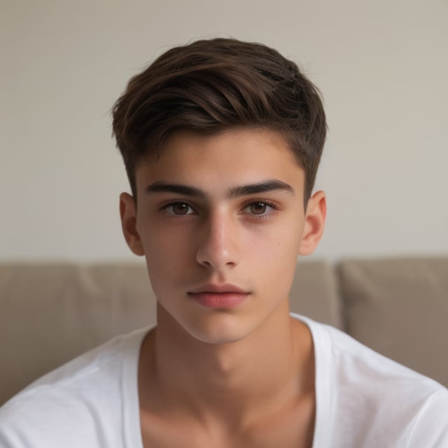 an 18 years old handsome cute italian boy, (shirtless: 1.5), standing on the beach, sunshine, sharp focus, finely detailed eyes and face, short hair, fade haircut, male_only, handsome italian boy,