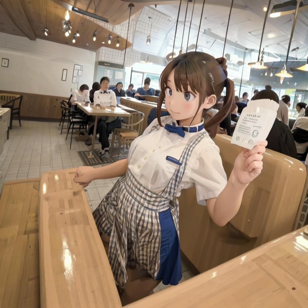 best quality, ultra-detailed, illustration,kobeyarestaurant, scenery, restaurant, indoors, ceiling light, chair, ceiling, table, lamp, light, tiles, multiple girls, KRU, menu,  <lora:kobeya_Nishinomiya_SD15_V3:1> <lora:kobeya_U_SD15_V5:1>