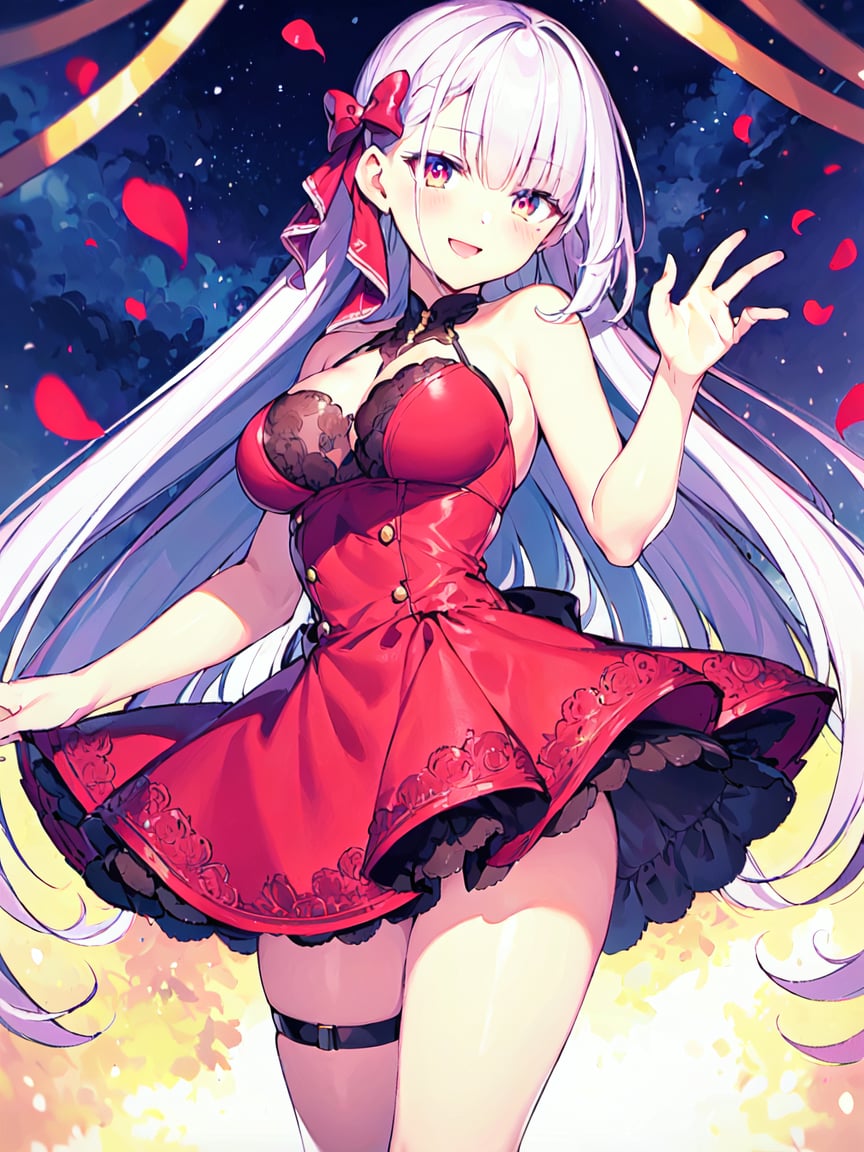 Riselia,best quality,high quality,ultra detailed,
red dress
medium_breasts,cute pose,thigh skirt,big smile