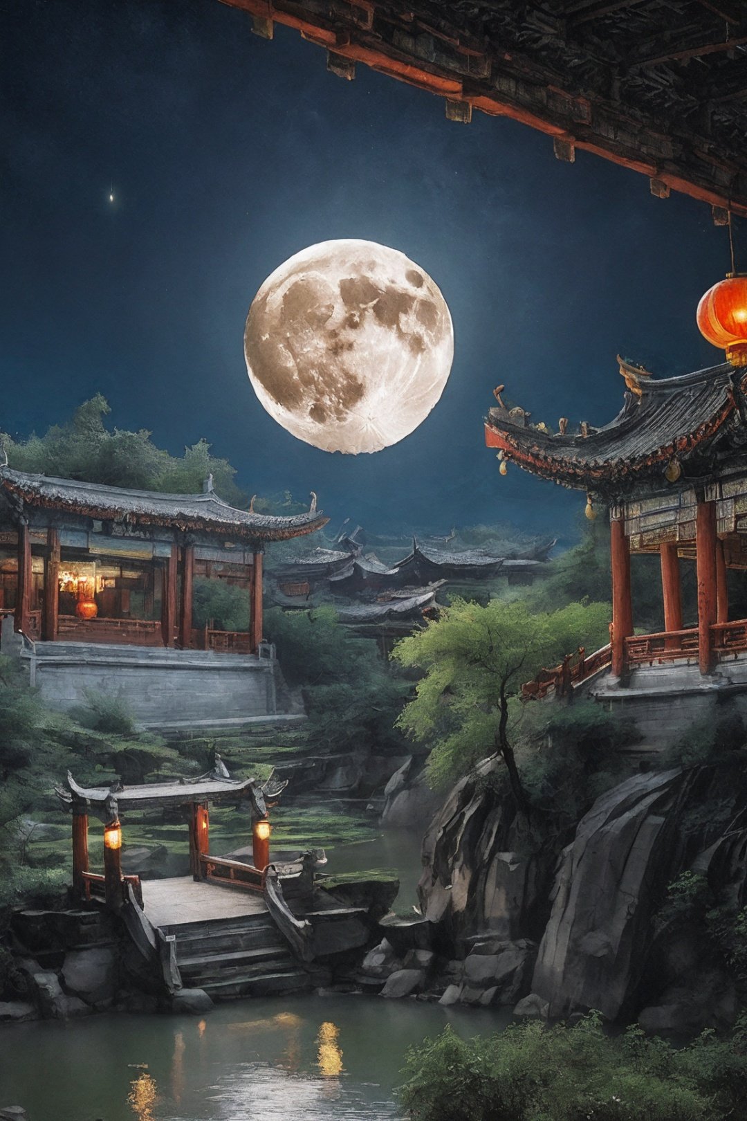 best quality,moon,zhangdengjiecai