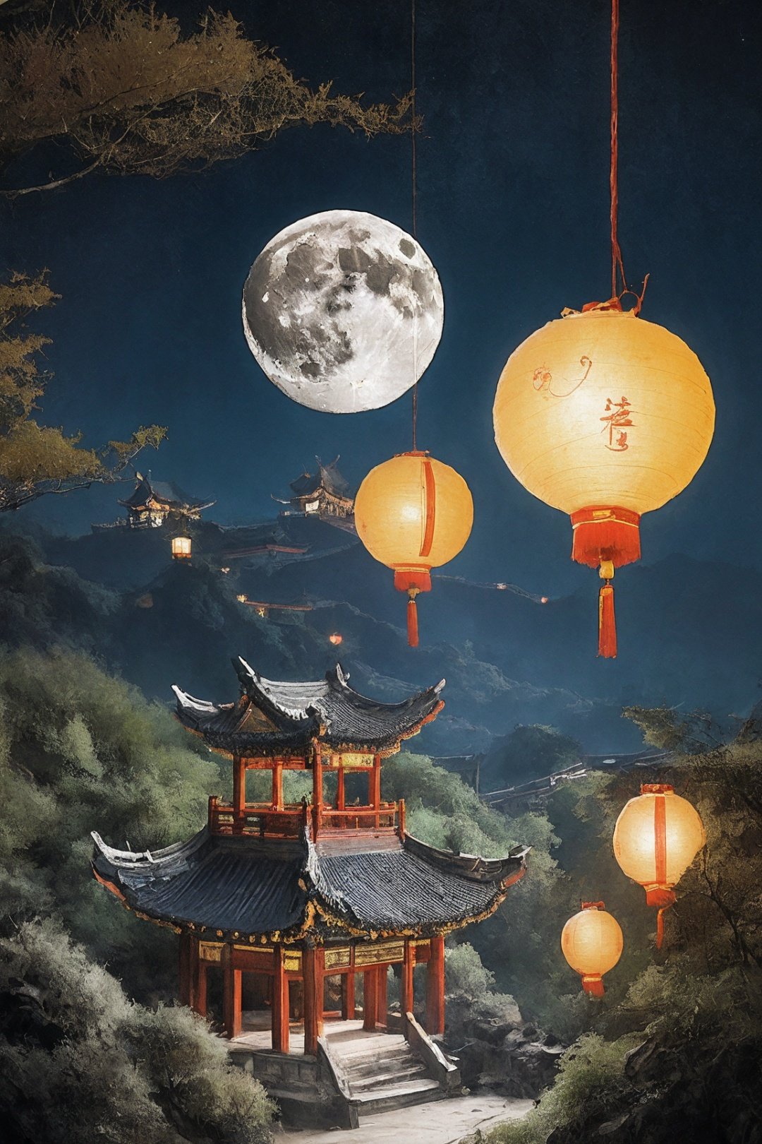 best quality,moon,zhangdengjiecai