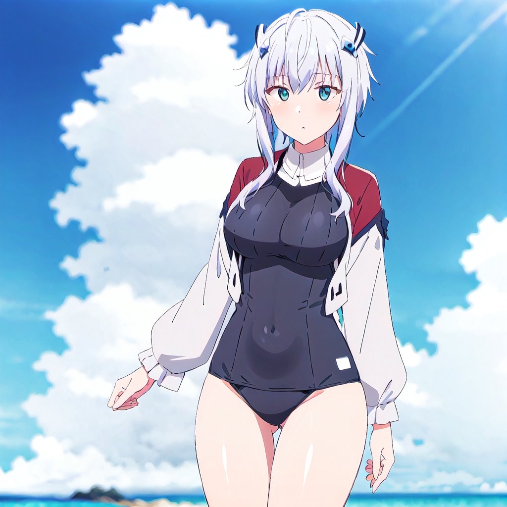 msh,MFBP1beach,awesome background,swimsuit,

white hair,blue eyes,medium breast,