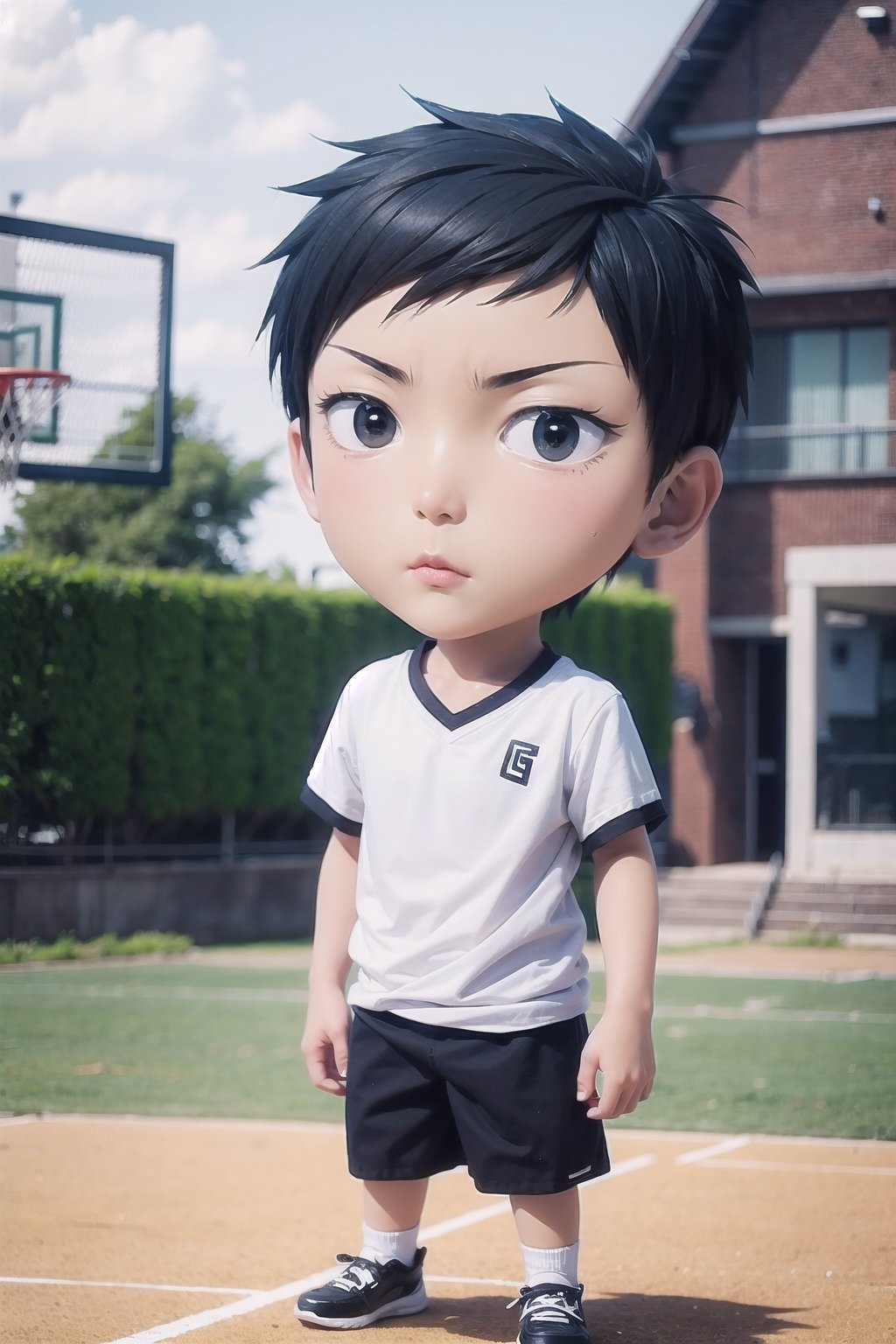 Handsome Aomine Daiki ,Chibi , solo , Basketball Court