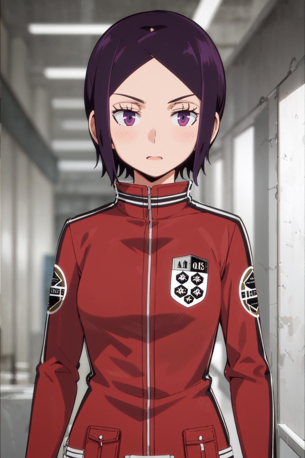 (best quality,masterpiece:1.3),1girl<lora:KitoraFinal:0.9>kitora ai, short hair, forehead, red jacket, upper body