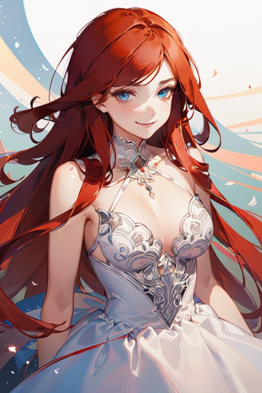 masterpiece, {best quality},beautiful detailed eyes, finely detailed, {red hair},prom dress,smirk,kawacy,mature_female,illustration,line art
