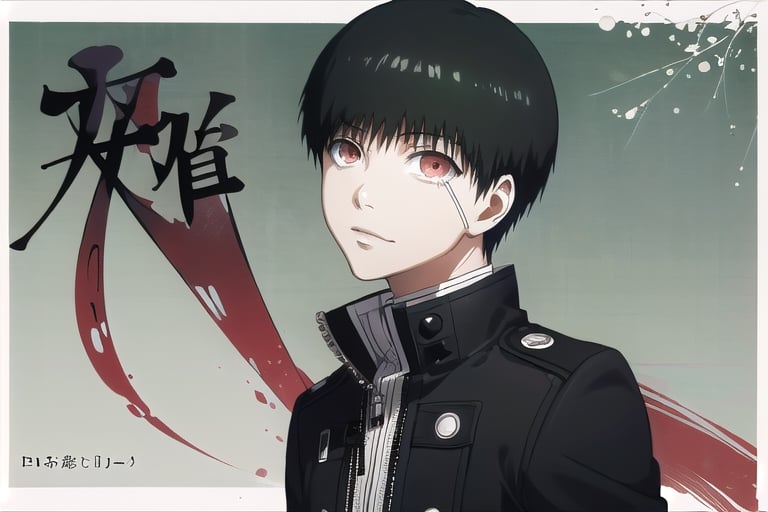 masterpiece, {best quality,detailed face,detailed eyes,detailed body parts},beautiful detailed eyes, finely detailed, {short black hair},1boy,kaneki_ken,red_eyes,tokyo_ghoul,tokyo_ghoul anime,kawacy,illustration,line art,kawacy