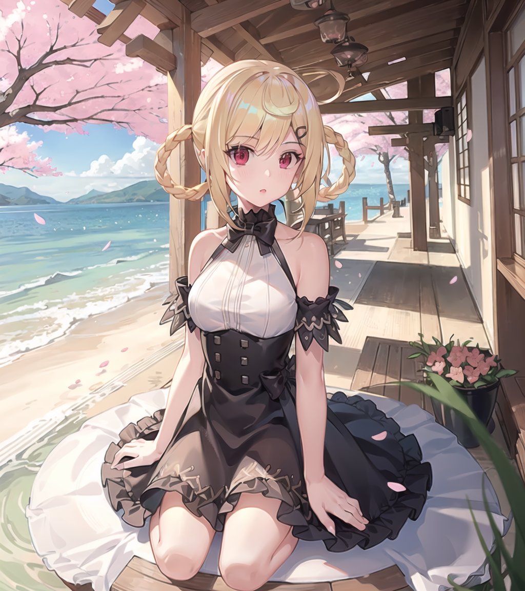 ray tracing, {best quality}, {{masterpiece}}, {highres}, original, extremely detailed 8K wallpaper, {an extremely delicate and beautiful}, extremely detailed CG unity 8k wallpaper, beachday, outdoorsdetailed background, Cherry blossoms, 1girl,
blonde hair, hair rings, red eyes, (loli:1.3), shian