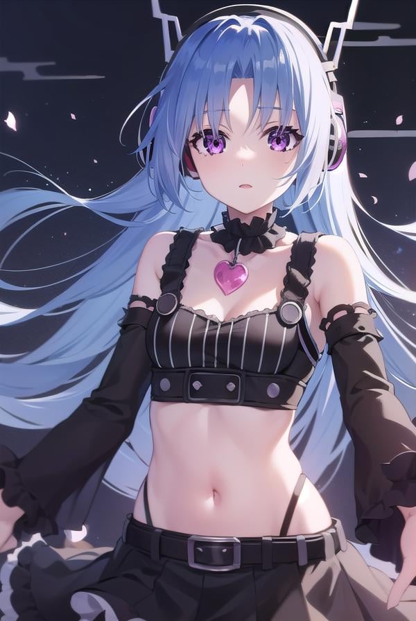 5pb, <lora:5pb-lora-nochekaiser:1>,5pb, blue hair, (purple eyes:1.1), long hair, (parted bangs:1.5), (small breasts:1.2),BREAK headphones, midriff, skirt, tattoo, black skirt, choker, belt, pink belt, bracelet, heart, heart necklace, musical note, musical note print, sleeveless, sleeveless dress, frills, frilled skirt,BREAK looking at viewer, upper body, fully body,BREAK outdoors,BREAK <lyco:GoodHands-beta2:1>, (masterpiece:1.2), best quality, high resolution, unity 8k wallpaper, (illustration:0.8), (beautiful detailed eyes:1.6), extremely detailed face, perfect lighting, extremely detailed CG, (perfect hands, perfect anatomy),