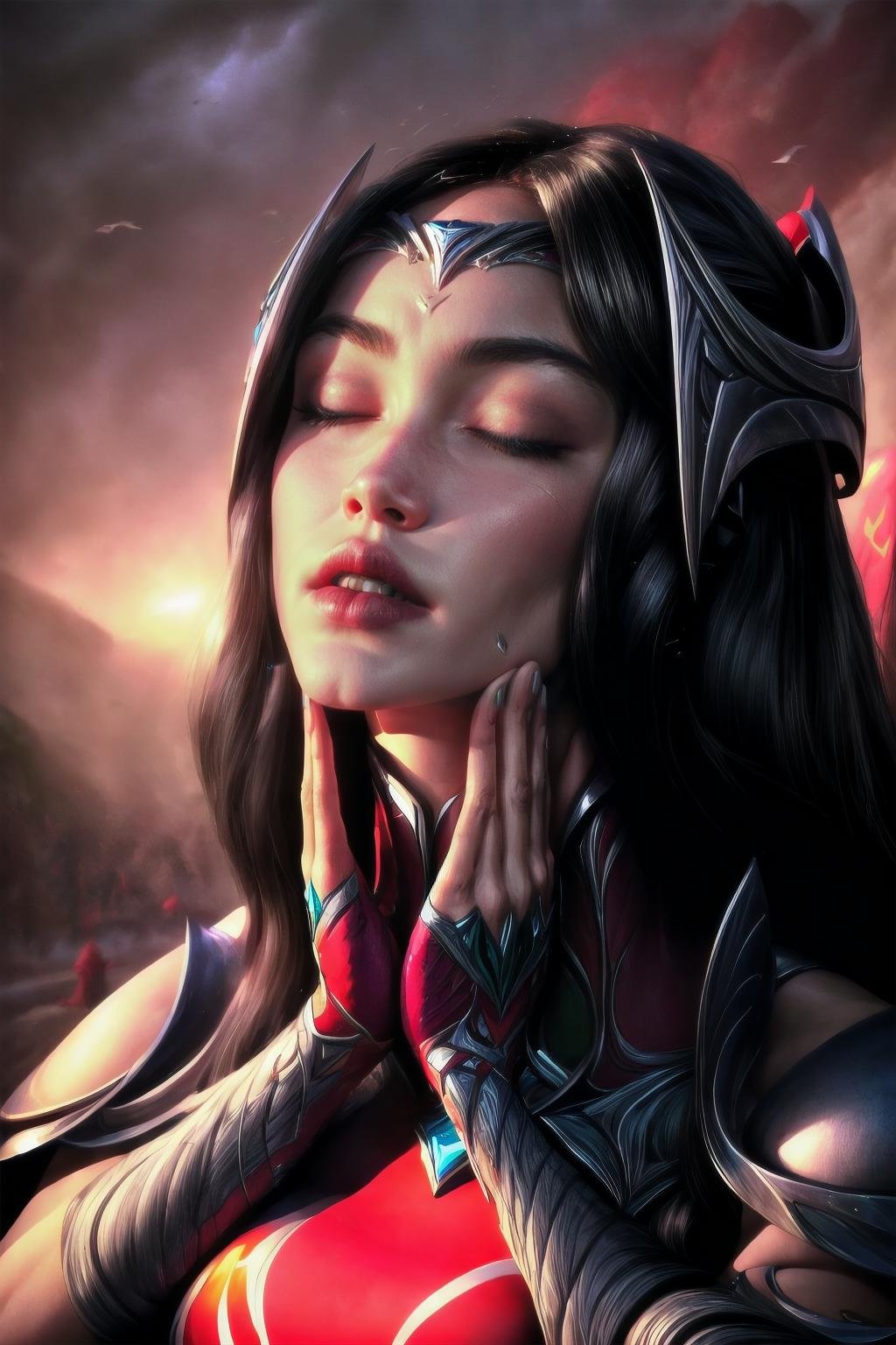 Highly detailed, High Quality, Masterpiece, beautiful <lora:Irelia-06:1>, Irelia,  <lora:more_details:1>,  1girl, solo,   <lora:FeelsGood:1>, FeelsGood, closed eyes