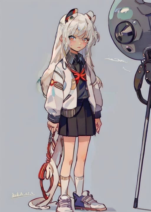 1girl,  <lora:simplecute:0.9>,simplecute,upper body, looking at viewer,white hair, child, school uniform,