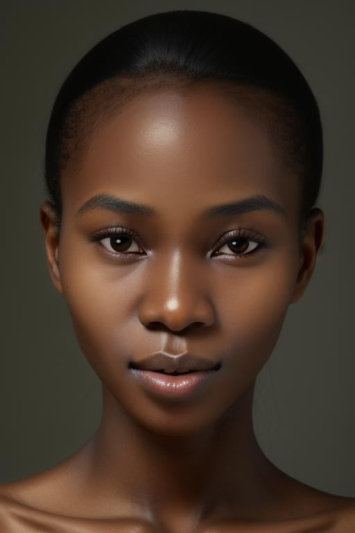 Studio photo, face close-up, South-Sudanese liona, extremely dark skin, front view, simple grey background, extremely detailed face and body, fully naked   <lora:liona:1.2>