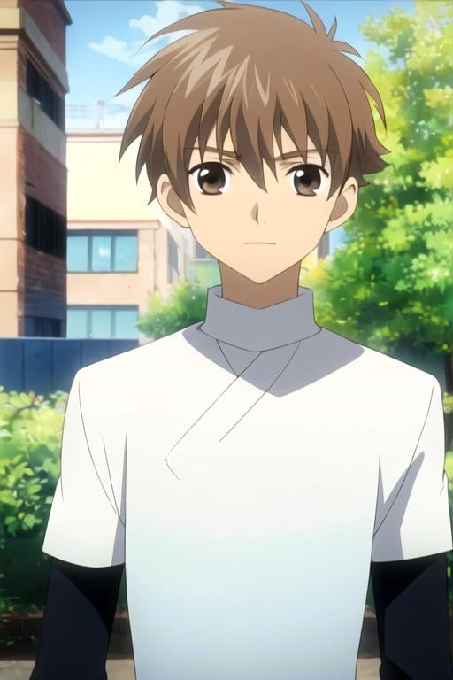 masterpiece, best quality, movie still, 1boy, solo, male focus, looking at viewer, upper body, depth of field, (watercolor illustration, soft pastel colors:1.1), realistic, <lora:syaoran_tsubasa_chronicle:0.68>, syaoran_tsubasa_chronicle, brown hair, brown eyes