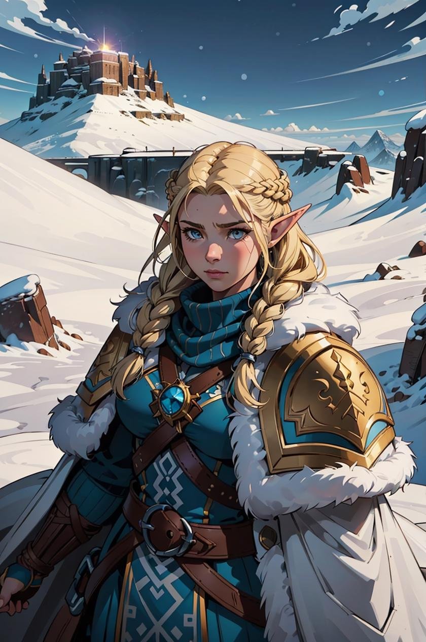 (artwork:1.2),(lineart:1.33),muscled, 1girl, portrait viking elf female viking with blonde braids, talking, scars, heavy fur coat, in a snow mountain,(hyperdefined),(inked-art),epic, cyan, yellow tones,from above,nordic,cartoon,fantasy aesthetic,complex lighting, clouds, winter setting, (flat saturated colors),(ultradetailed:1.2),absurdres, (atmosphere), cinematic composition, fine details, perspective, intense, (sharp focus),(lineart:1.33)