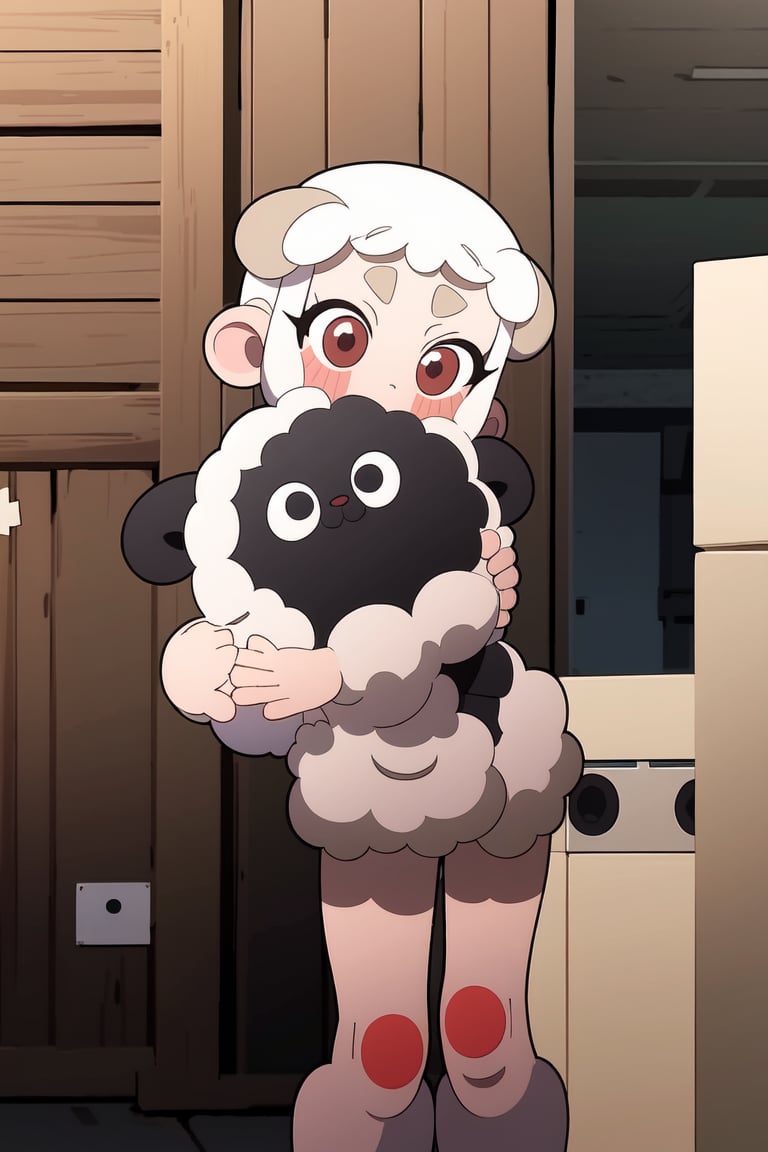 , AGGA_ST010,  sheep girl hugging robot girl, <lora:EMS-50853-EMS:0.800000>