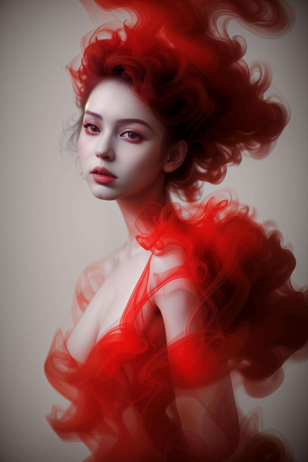 masterpiece,realistic,1girl,<lora:smoke_v1:0.5>,smoke hair,smoke dress,red smoke, 