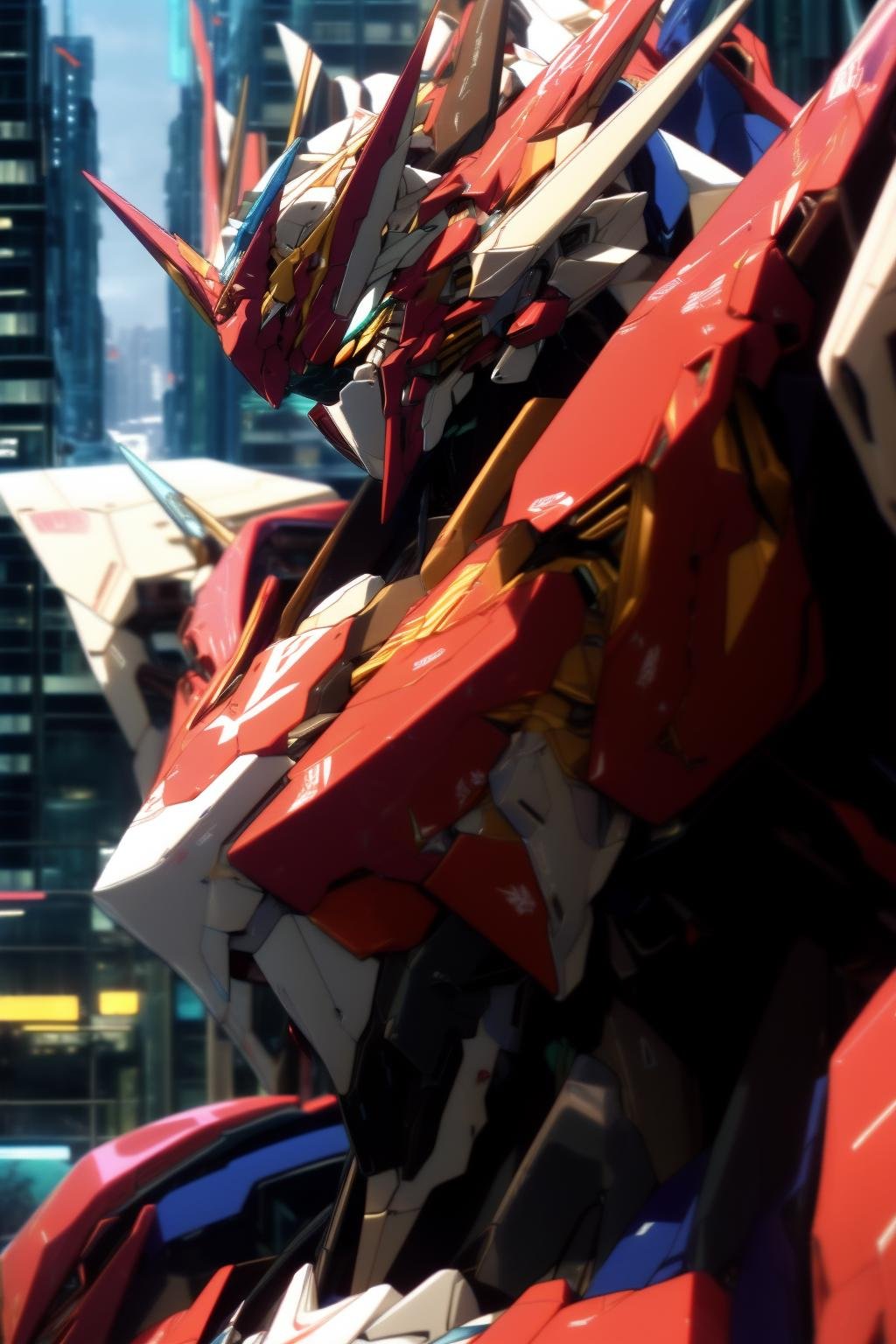 ((Best quality)), ((masterpiece)), (highly detailed:1.3), 3D, beautiful, (cyberpunk:1.2),a close up of a robot with a gun in a city, anime mecha aesthetic, best anime 4k konachan wallpaper, mecha asthetic, ethereal and mecha theme, anime robotic mixed with organic, mechanized valkyrie girl, female mecha, streamlined white armor, cool mecha style, modern mecha anime, cyberpunk anime girl mech, <lora:srd_v3_5d:0.8>