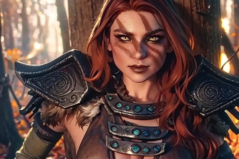 1 girl,  close up,  badass,  smirk,  warrior,  wooden walls,  taven,  sword,  torch,  huntress, <lora:EMS-51293-EMS:1.000000>