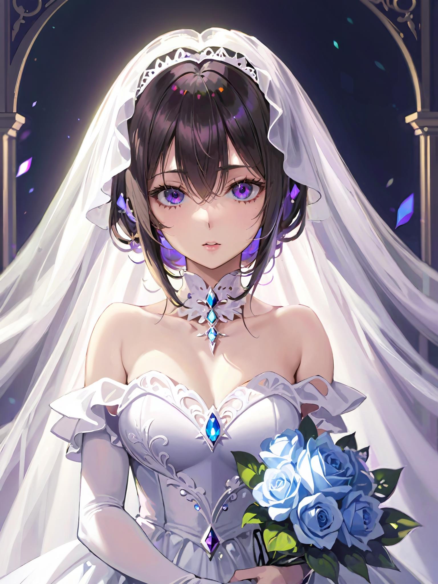 1girl with crystal eyes,wedding dress,