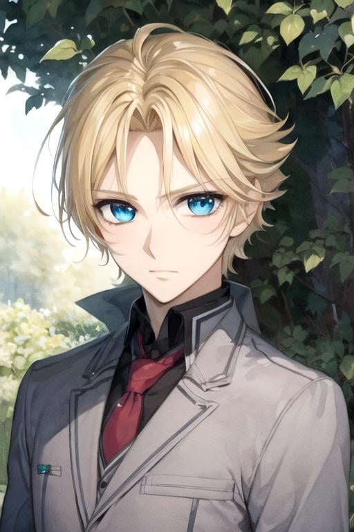 masterpiece, best quality, , 1boy, solo, male focus, looking at viewer, upper body, , (watercolor illustration, soft pastel colors:1.1), realistic, <lora:hanabusa_aidou:0.74>, hanabusa_aidou, blonde hair, blue eyes, , grimdark, High definition