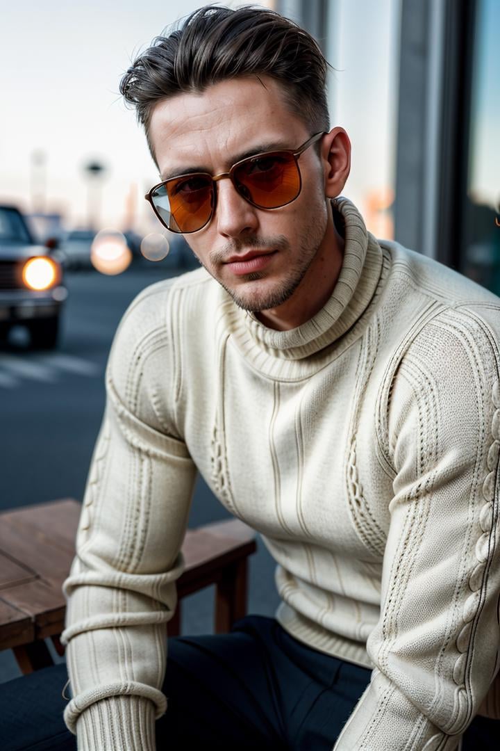 (dynamic pose:1.2),(dynamic camera),(analog photo raw:1.2),
(a man in a sweater and sunglasses sitting on a chair)
,(masterpiece, top quality, best quality, official art,extreme detailed,highest detailed,depth of field,bokeh:1.3,realistic rim lighting,complex, multiple subjects, 4k HDR),