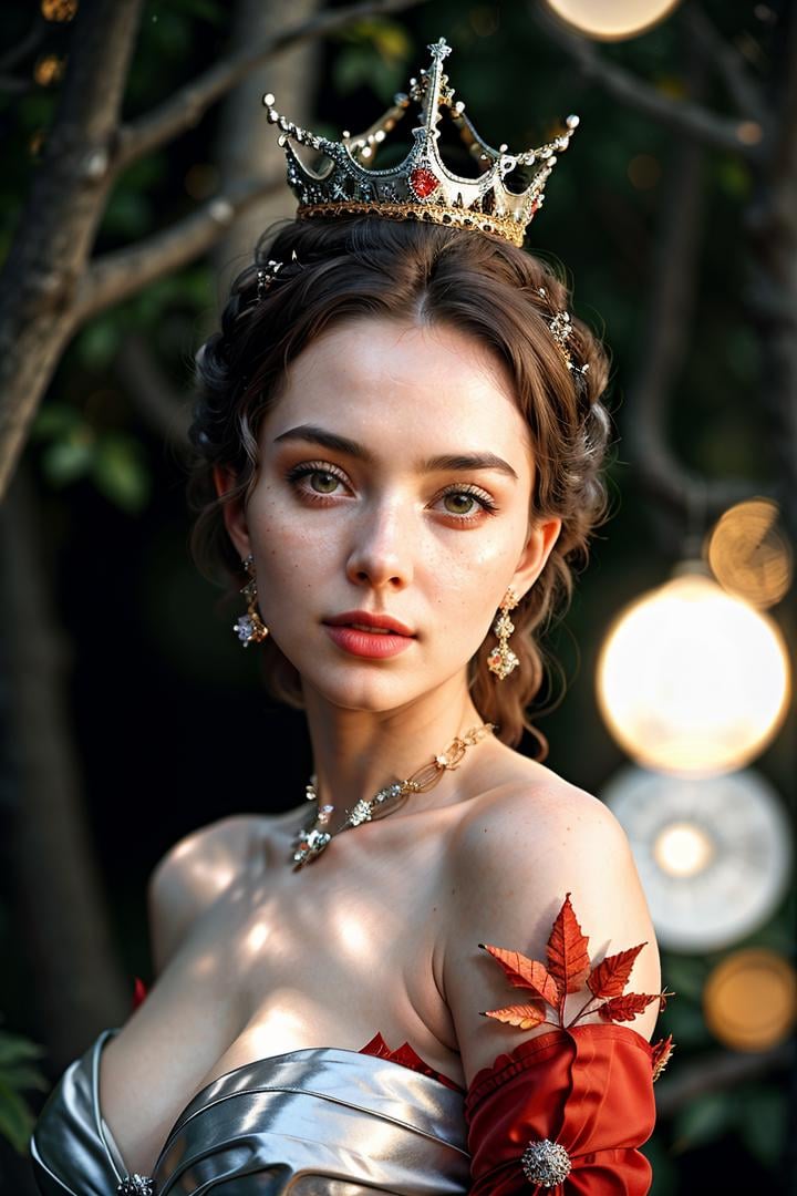 (dynamic pose:1.2),(dynamic camera),(analog photo raw:1.2),
(a woman with a crown of branches on her head)
,(masterpiece, top quality, best quality, official art,extreme detailed,highest detailed,depth of field,bokeh:1.3,realistic rim lighting,complex, multiple subjects, 4k HDR),