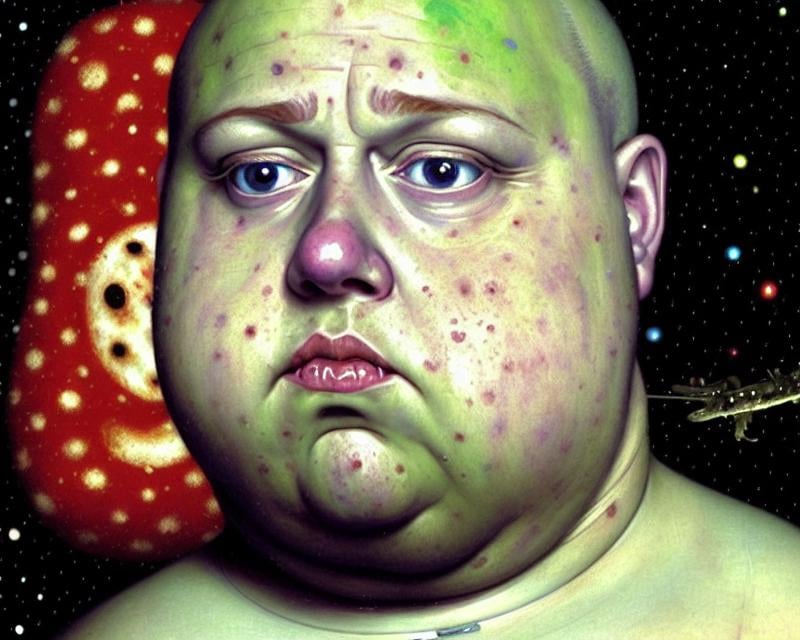 a chubby fat sks alien is a giant slug human hybrid, bald, hairless, naked, liver spots, freckles, cheetah spots, full body, scales, green skin, spots, big giant yellow reptile eyes, cinematic, aesthetic, norman rockwell, william-adolphe bouguereau, John William Waterhouse, grant wood, Ralph McQuarrie