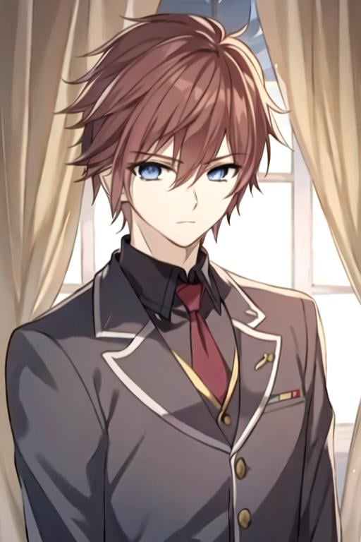 masterpiece, best quality, illustration, 1boy, solo, male focus, looking at viewer, , , anime coloring, , <lora:senri_shiki:0.72>, senri_shiki, brown hair, blue eyes, , world war 2,