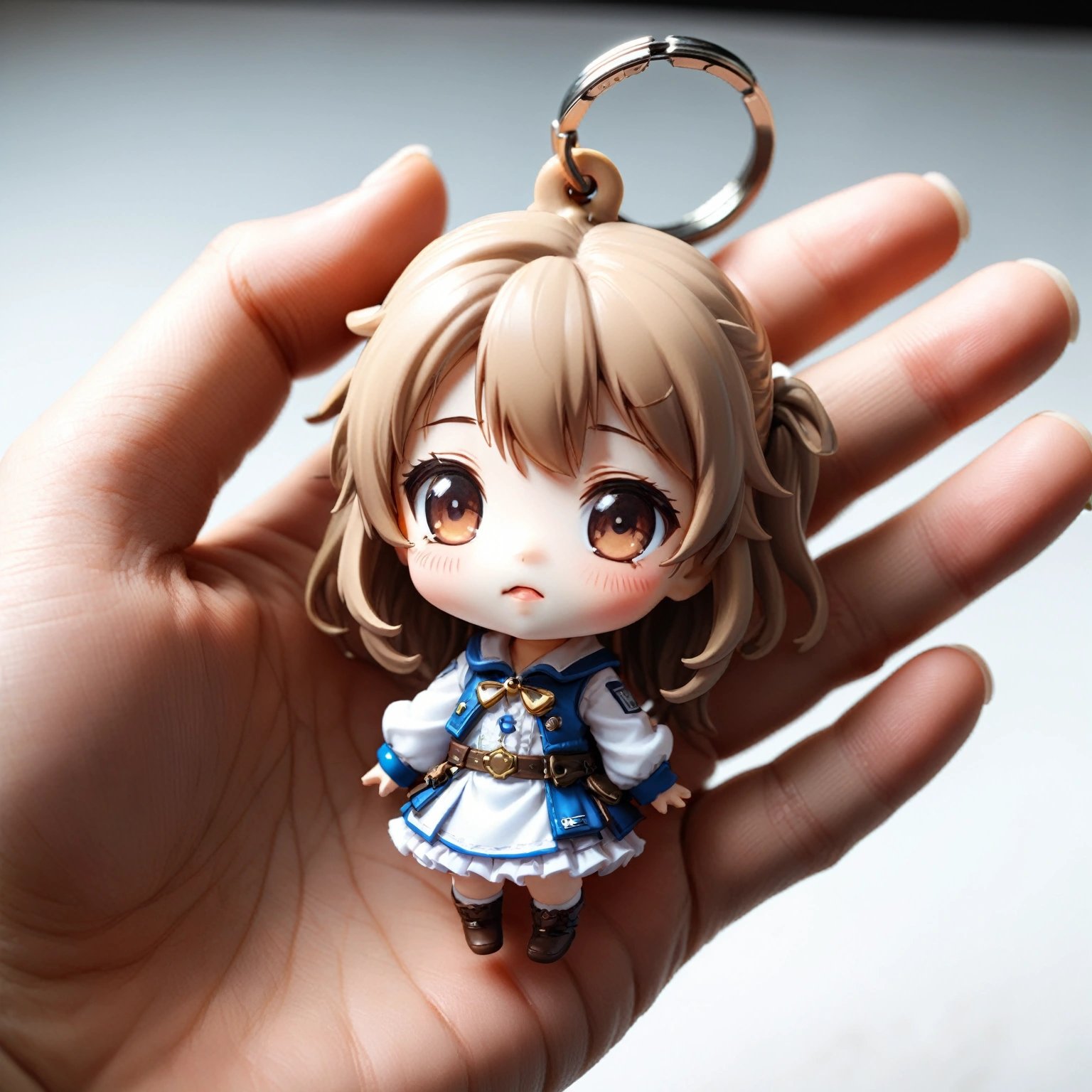 photo of cute chibi girl keychain, holding, pov