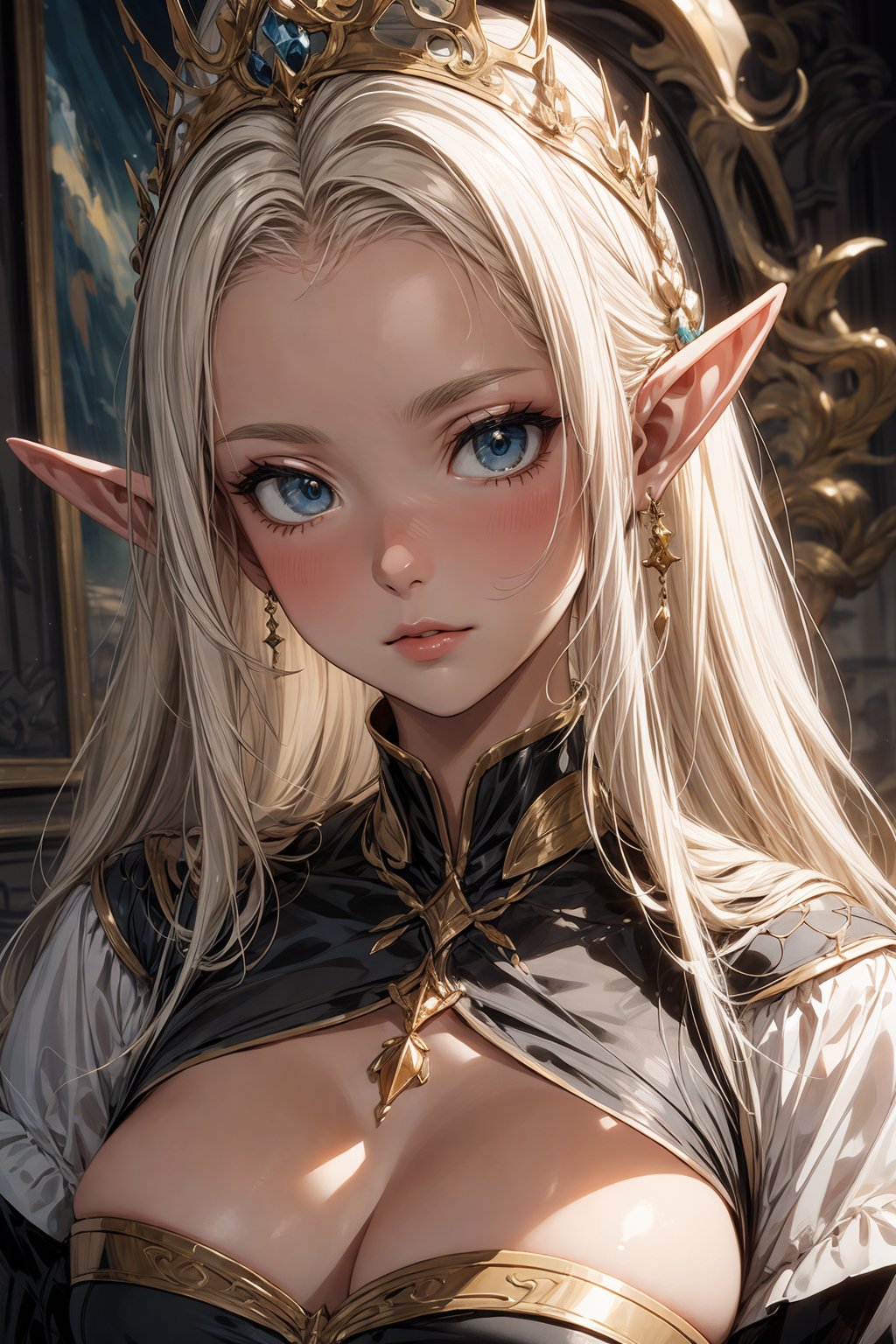 masterpiece,  best quality,  elf queen,  adult woman,  (portrait:0.8),  (close-up:0.8)