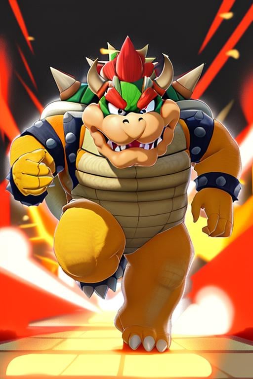 masterpiece, best quality, bowser, wearing suit, running <lora:Bowser-000010:1>